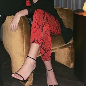 Red snake skin pants